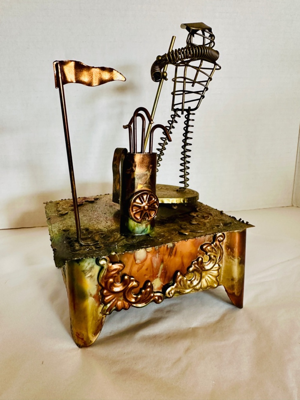 Vintage Golfer Sculpture Music Box- Copper by Berkeley Designs